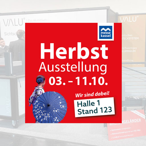 Logo Ankündigung zu Herbstausstellung, an der VALU auch teilnimmt, Halle 1 Stand 123